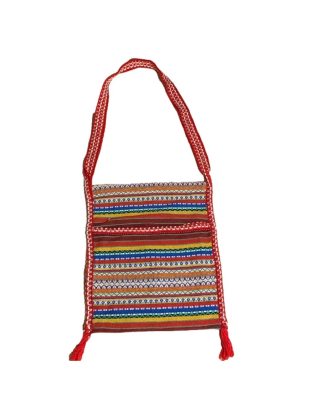 Colourful woven shoulder bag tassels